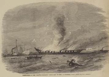 Destruction of the Eastern Monarch Troop Ship by Fire, at Spithead